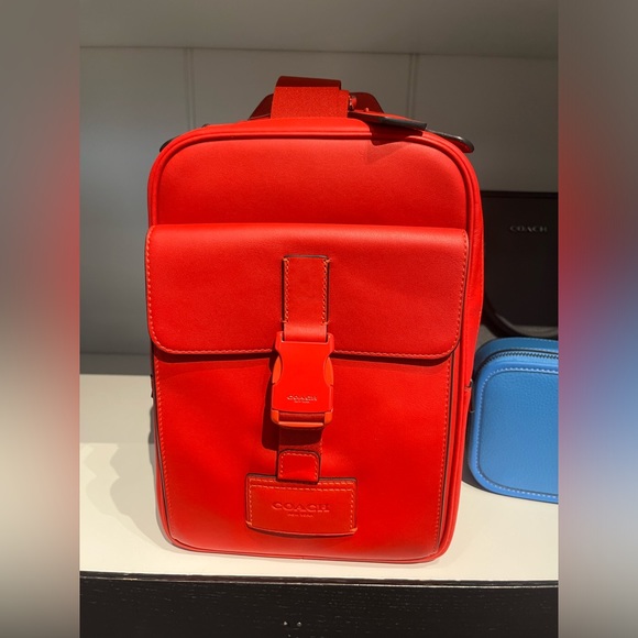 NWT Coach CP023 Track Pack Bright Poppy Red - Picture 3 of 7
